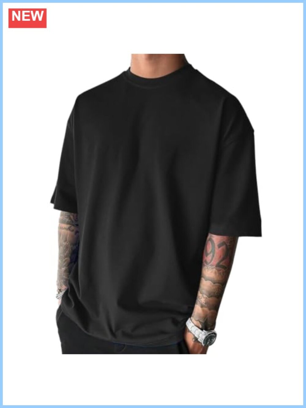 Oversized Drop Shoulder Crew Neck T-Shirt for Men